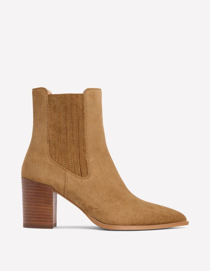 Legere Stiefeletten mit spitzer Zehenpartie-Karamellbraun-1