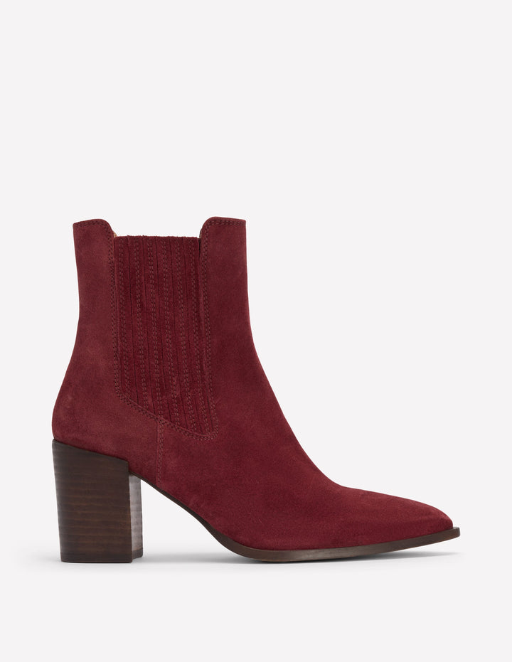 Legere Stiefeletten mit spitzer Zehenpartie-Oxblood