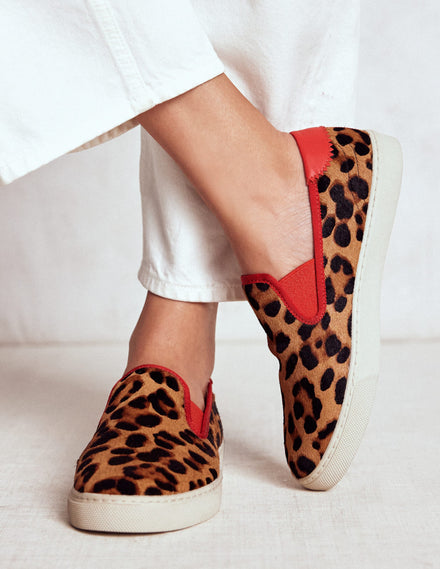 Sneaker zum Hineinschlüpfen-Mohair, Leopardenmuster