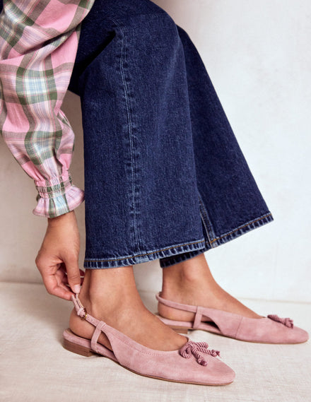 Flache Slingback-Sandalen-Rosé