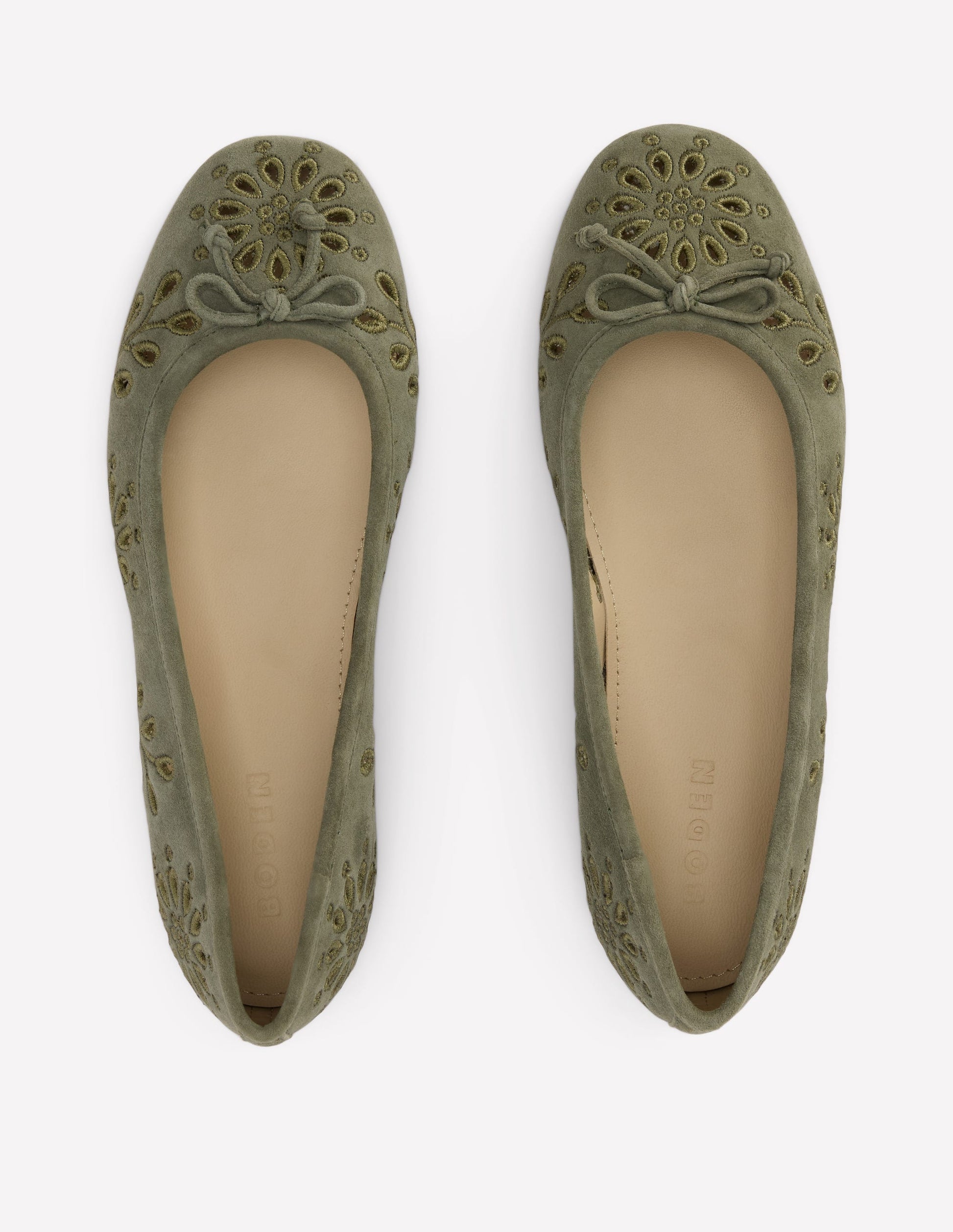 Flache Ballerinas mit Cut-out-Dunkles Olivgrün-5