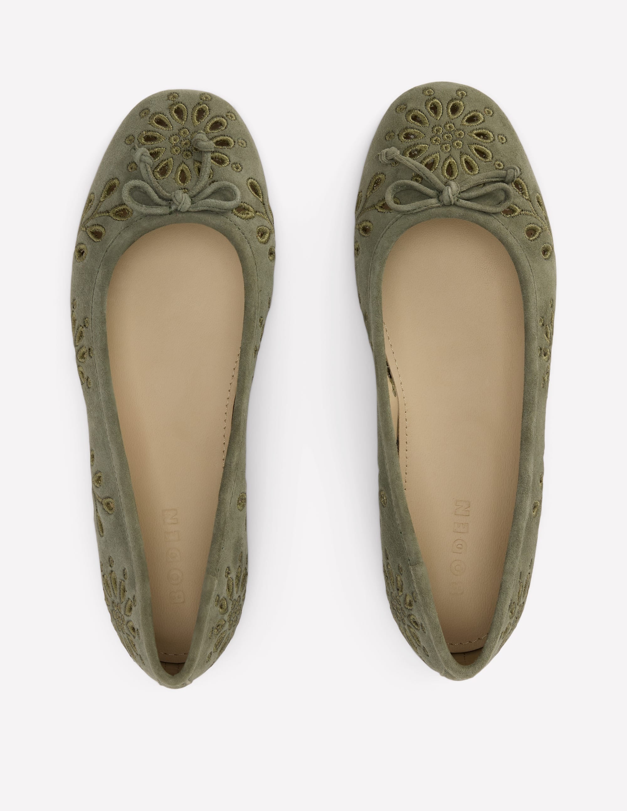 Flache Ballerinas mit Cut-out-Dunkles Olivgrün - Image 5
