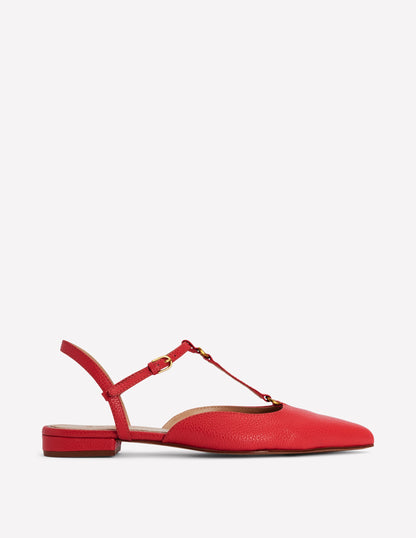 Flache, spitze Schuhe mit T-Steg-Briefkastenrot-1
