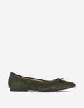 Spitze, flache Schuhe mit flexibler Sohle-Dunkles Moosgrün