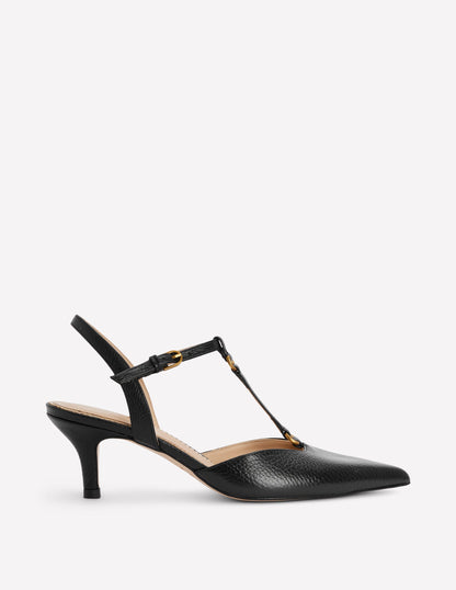 Spitze Absatzschuhe mit T-Steg-Schwarz-1