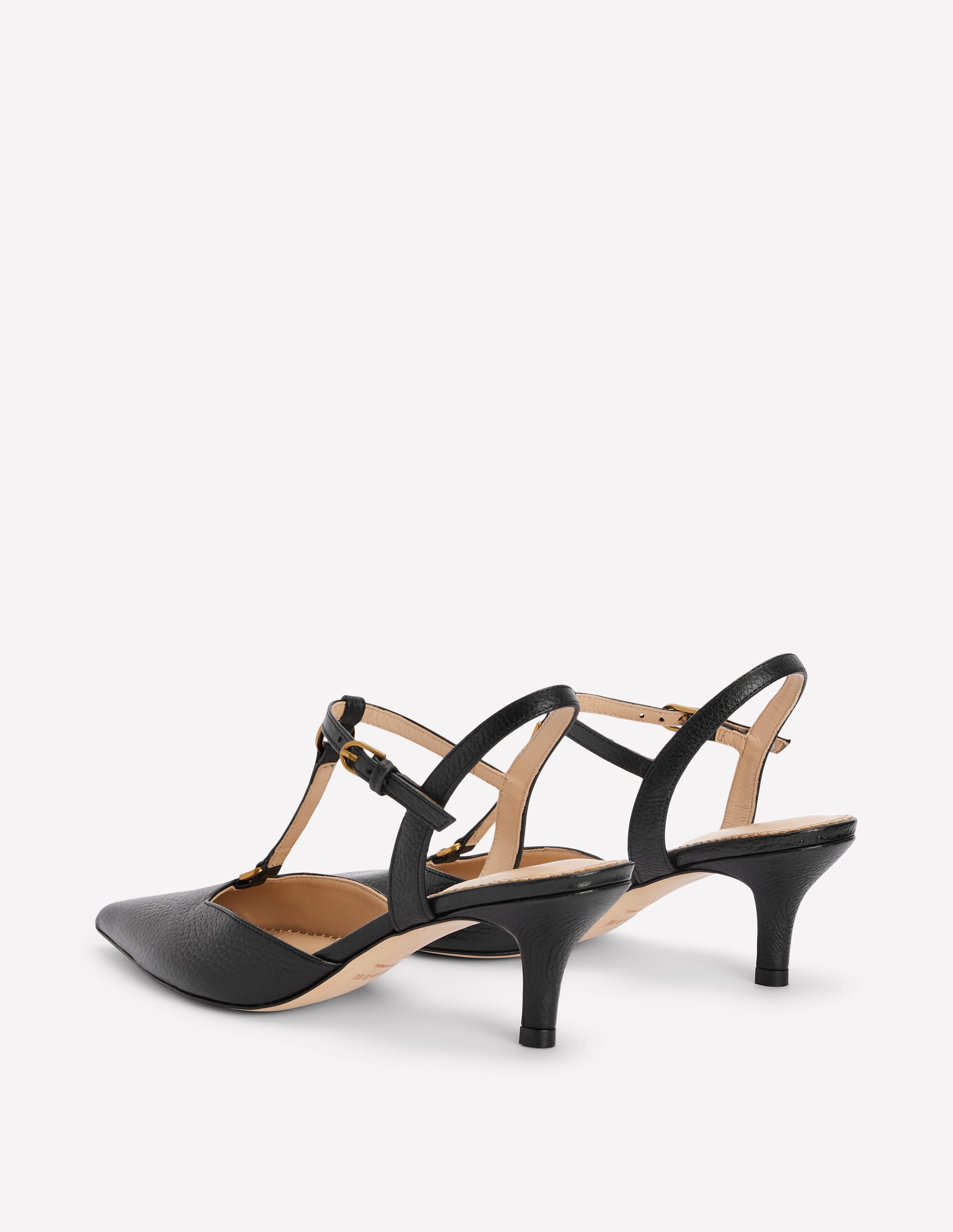 Spitze Absatzschuhe mit T-Steg-Schwarz - Image 6