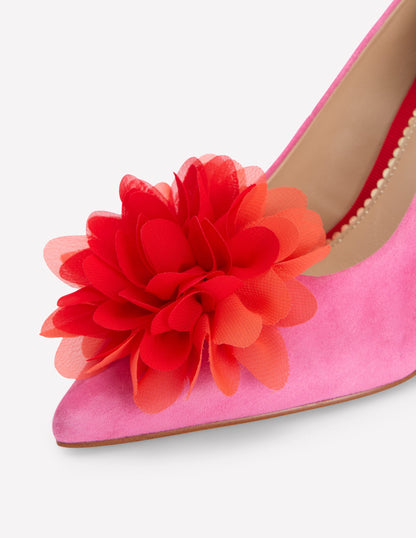 Chaussures à talons pointues à fleurs-Gris Moyen-4