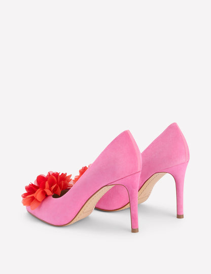 Chaussures à talons pointues à fleurs-Gris Moyen-5