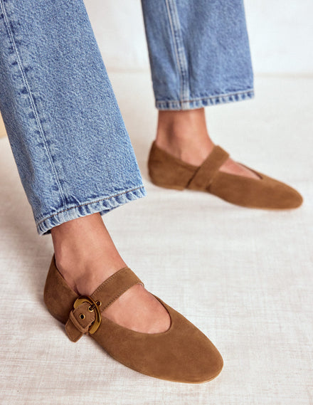 Kylie Flache Mary Janes mit Schnalle-Raue Umbra