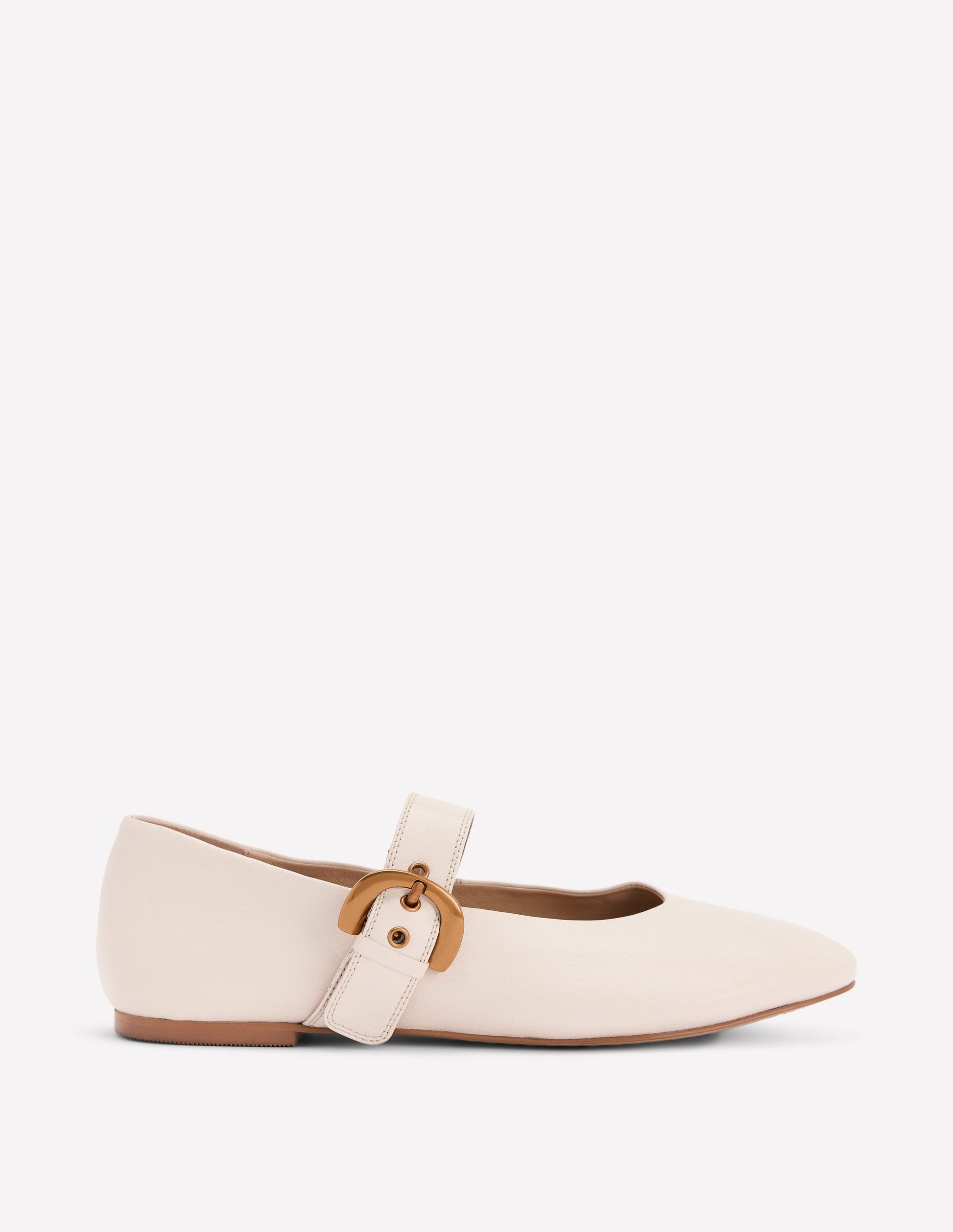 Kylie Flache Mary Janes mit Schnalle-Beige-1
