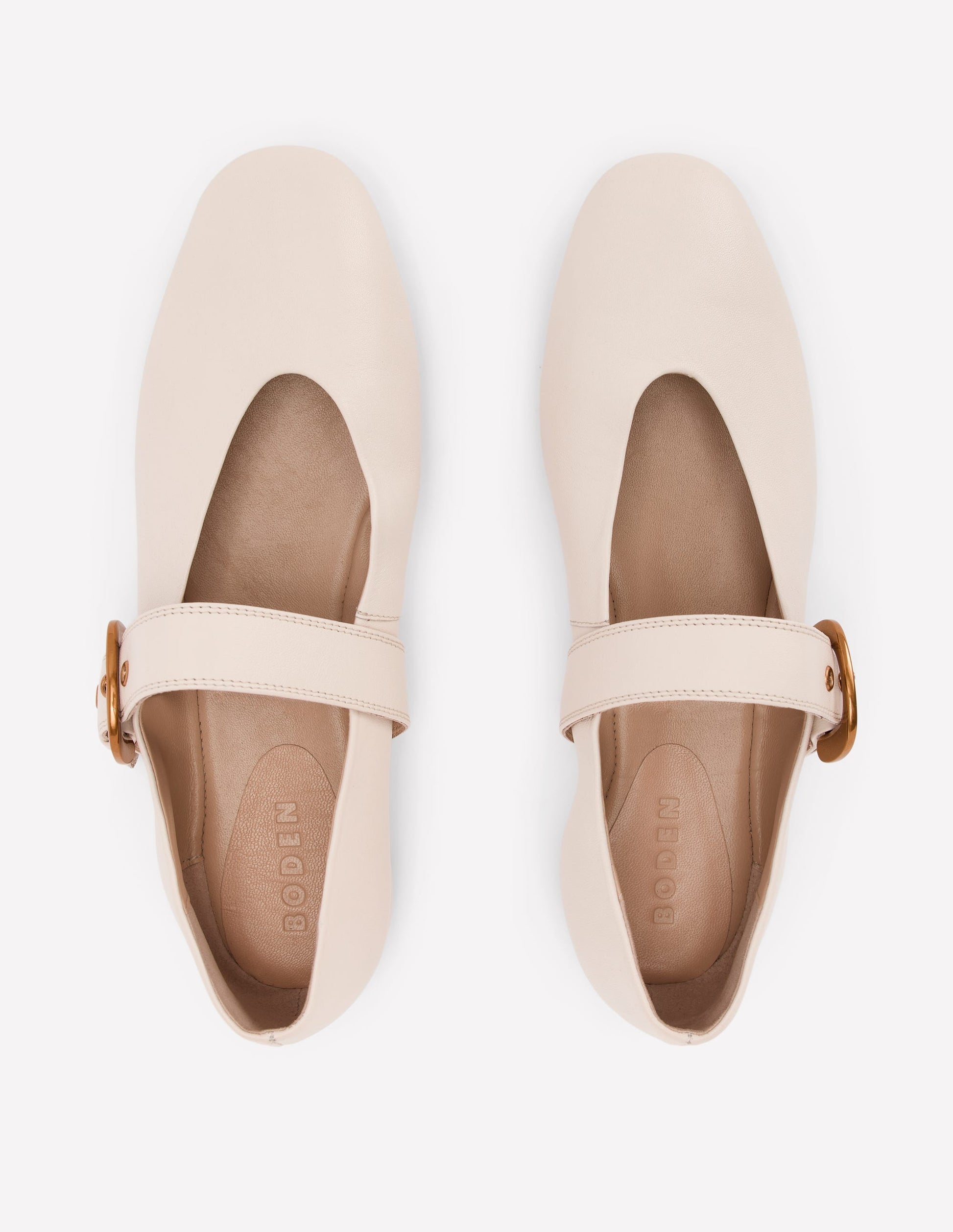 Kylie Flache Mary Janes mit Schnalle-Beige-5