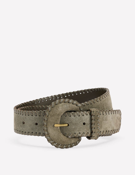 Ceinture recouverte au point roulé-Vert olive profond