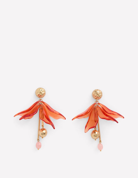 Boucles d'oreilles à fleurs en résine-Orange