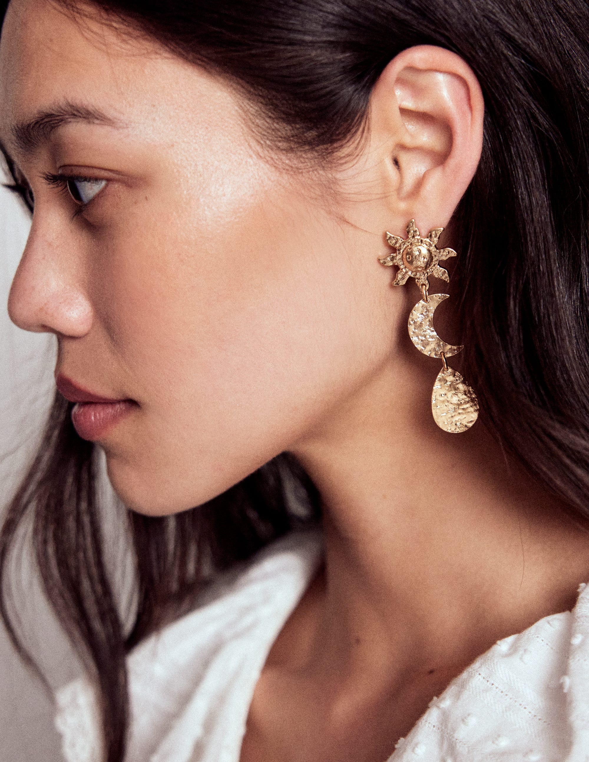 Boucles d'oreilles à motif martelé-Doré - Image 2