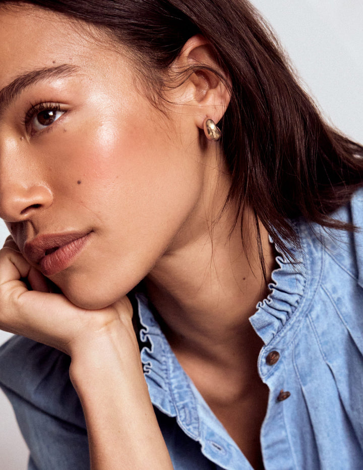 Glatte, gewölbte Ohrringe im 2er-Pack-Goldfarbe