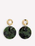 Boucles d'oreilles disques en résine-Vert Olive