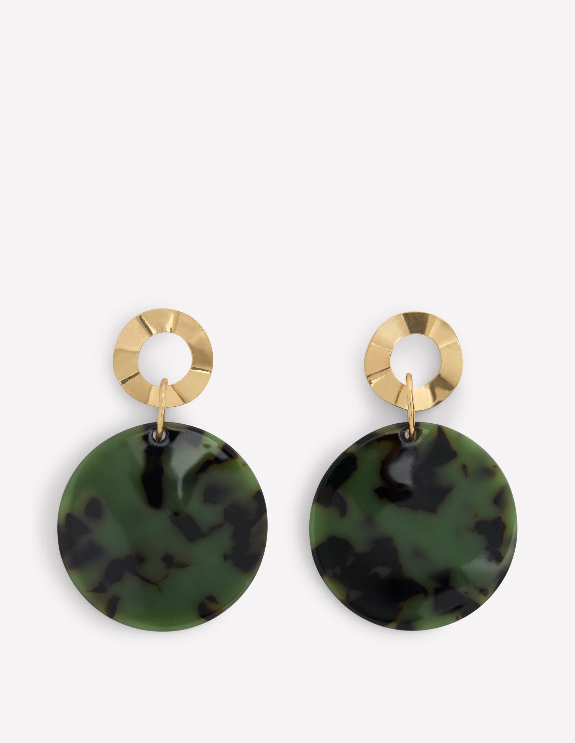 Resin Disc Earrings-Olive Green-2