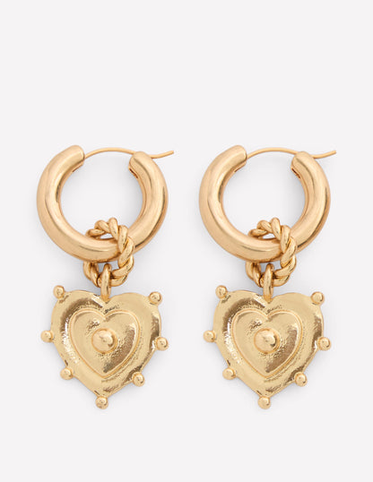 Ohrringe mit Herzanhänger-Gold-1