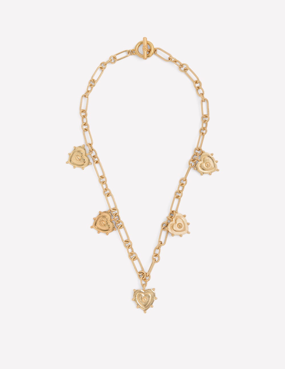 Halskette mit Herzanhängern-Gold-1