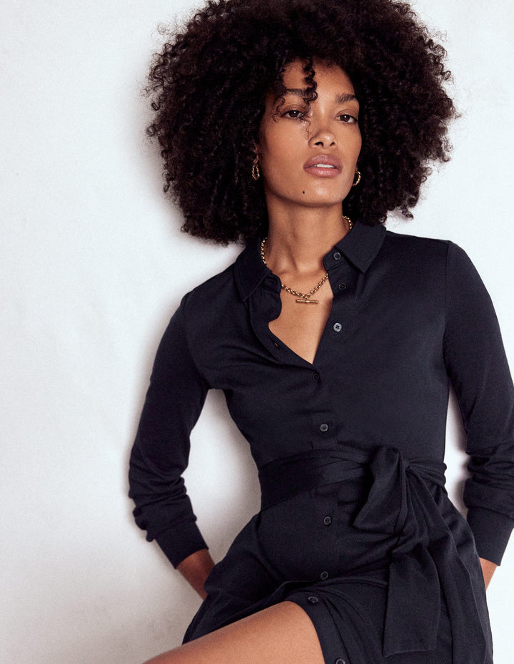 Marcia Jersey-Hemdblusenkleid-Marineblau