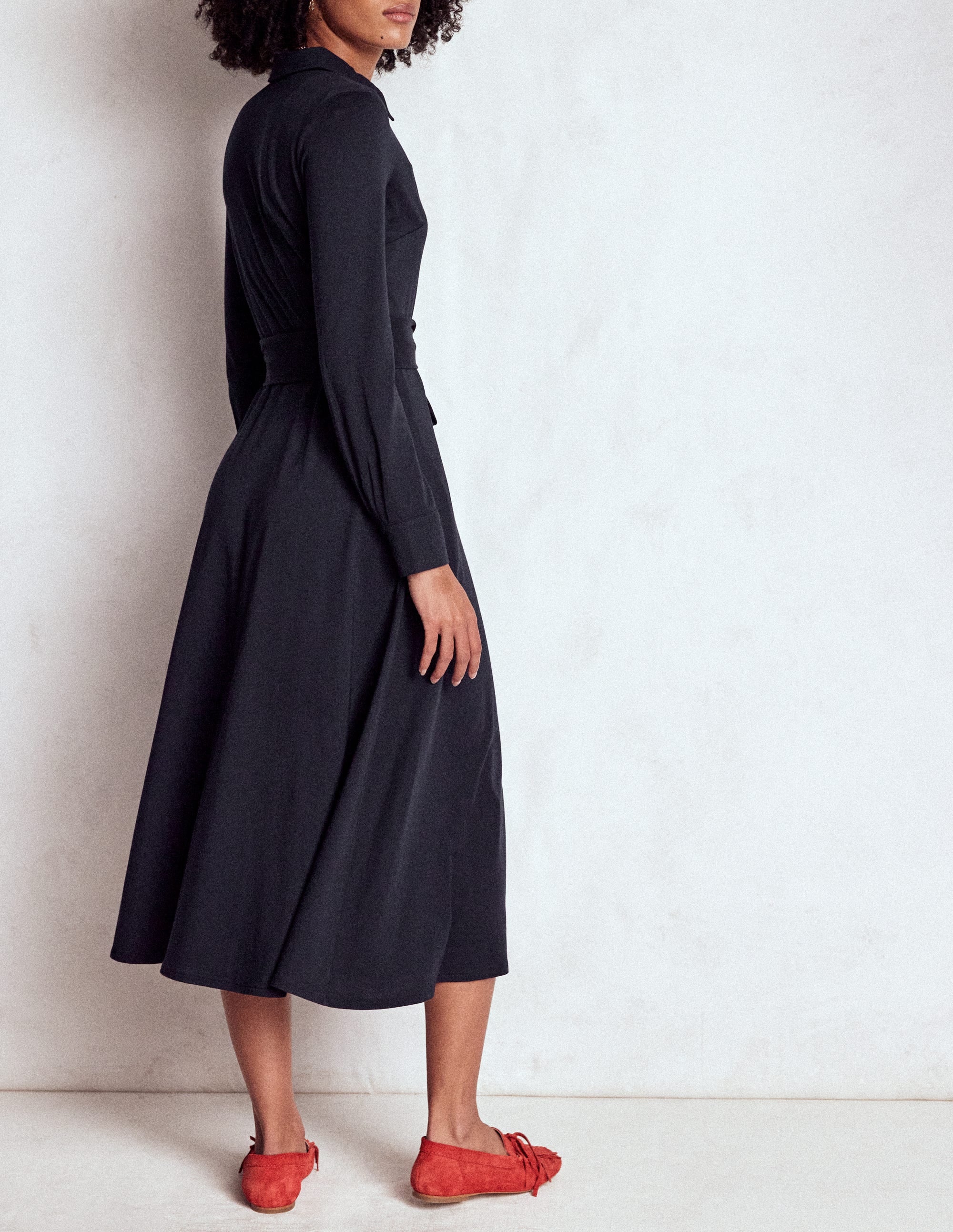 Marcia Jersey-Hemdblusenkleid-Marineblau - Image 3