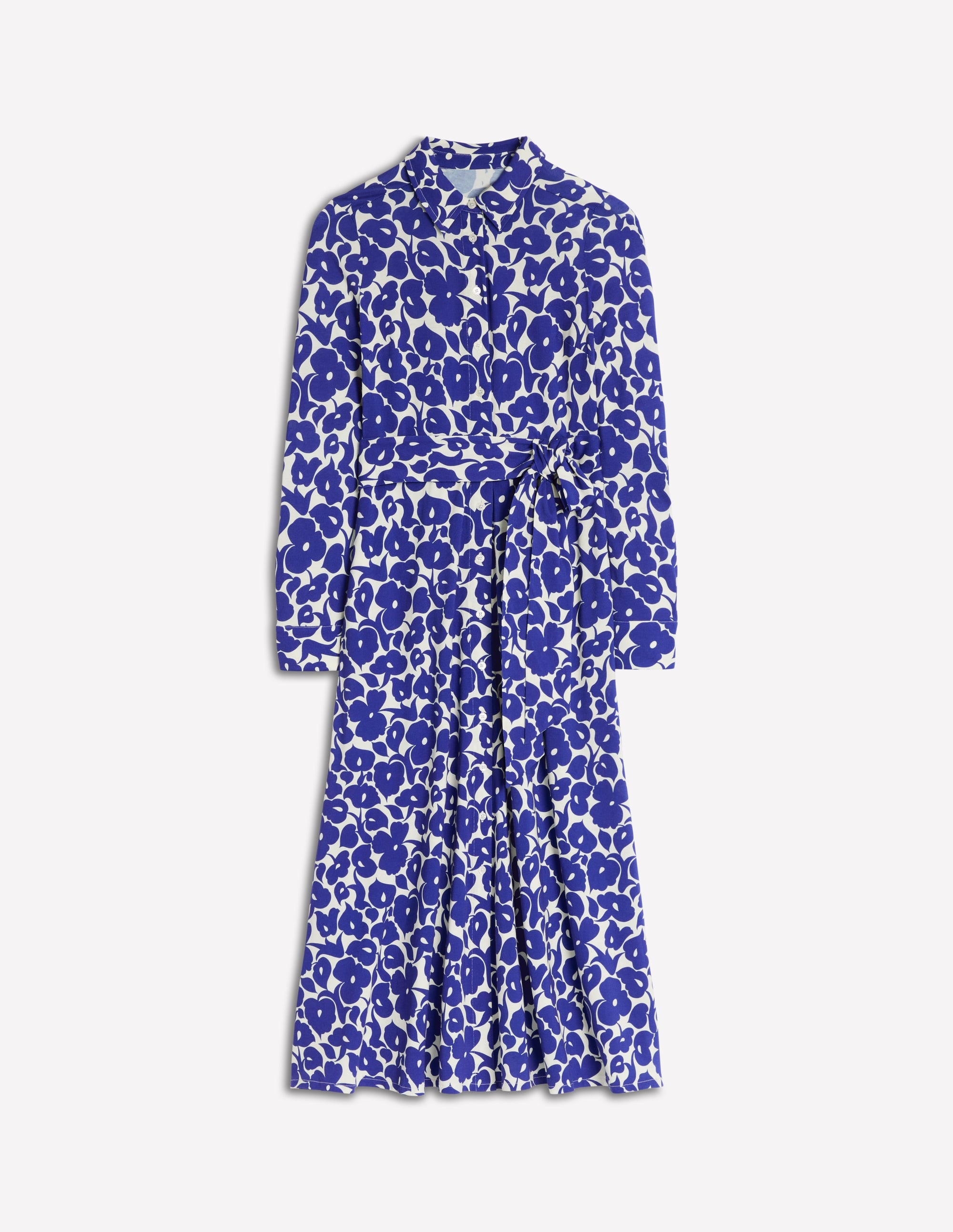 Marcia Jersey-Hemdblusenkleid-Leuchtendes Blau, Laubhain - Image 6