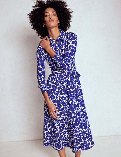 Marcia Jersey-Hemdblusenkleid-Leuchtendes Blau, Laubhain-1