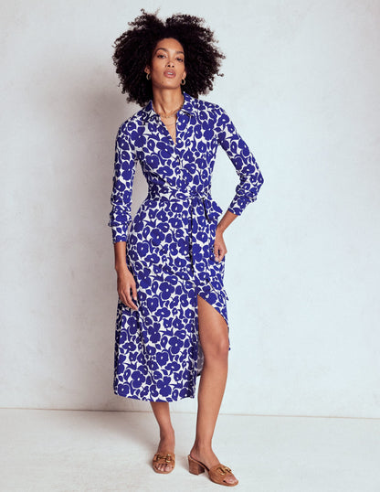 Marcia Jersey-Hemdblusenkleid-Leuchtendes Blau, Laubhain-4