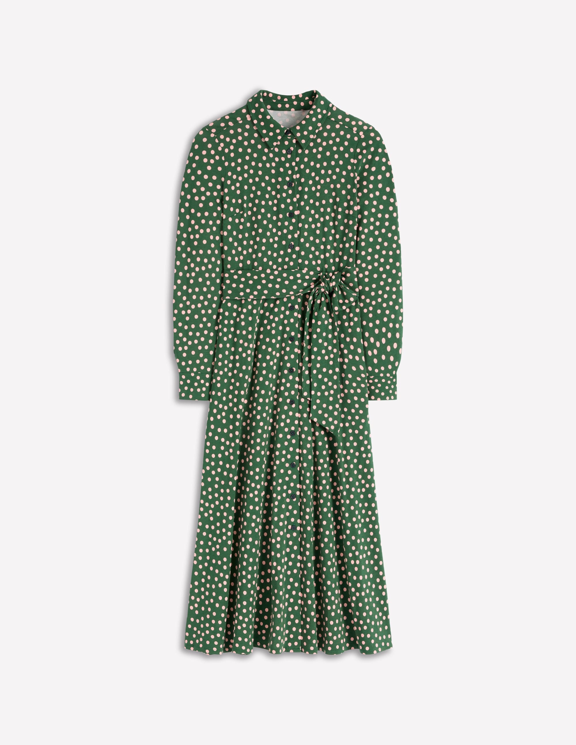 Robe-chemise Marcia en jersey-Vert chasseur, pois peints - Image 6
