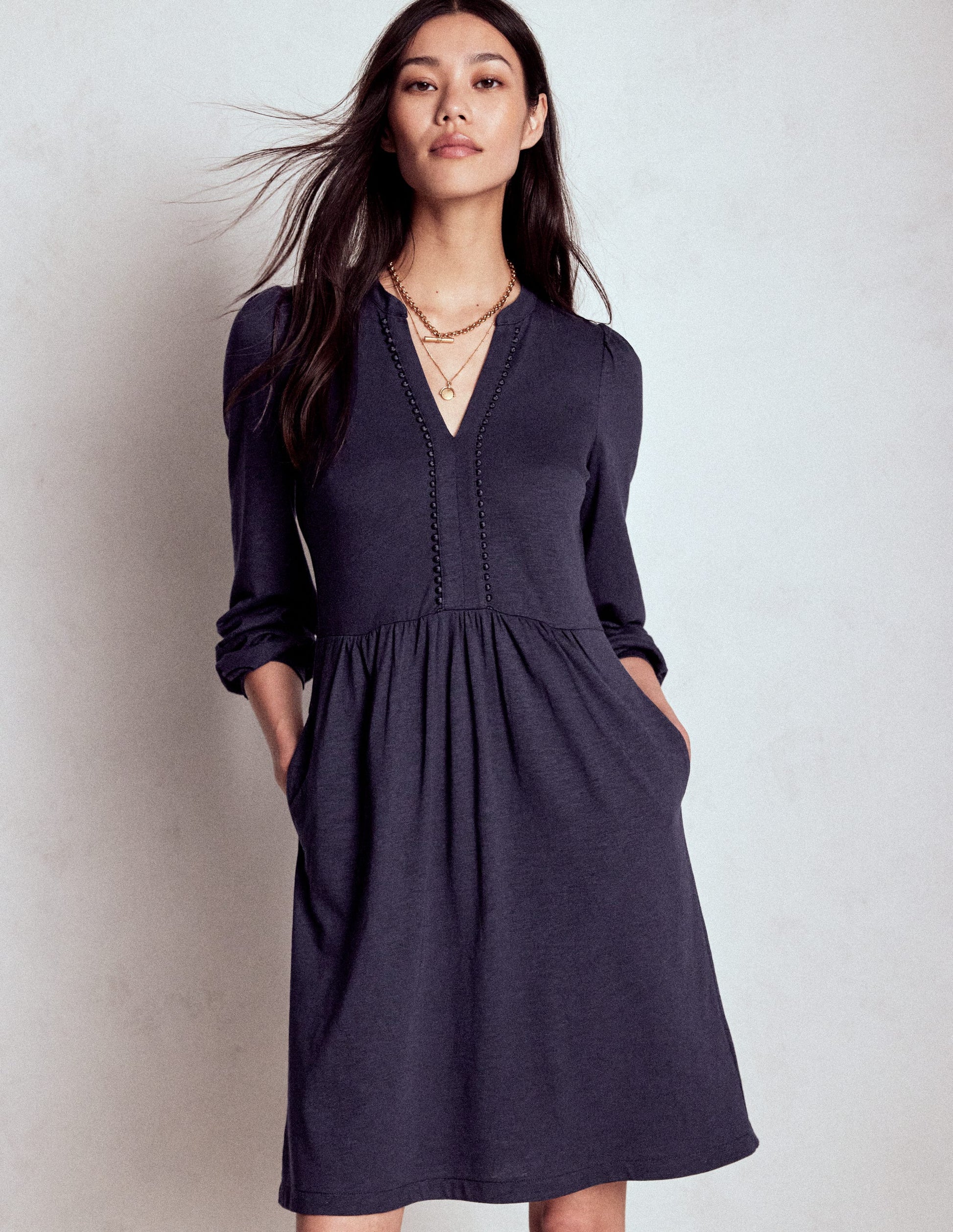 Naomi Relaxed Jersey Dress-Navy-4