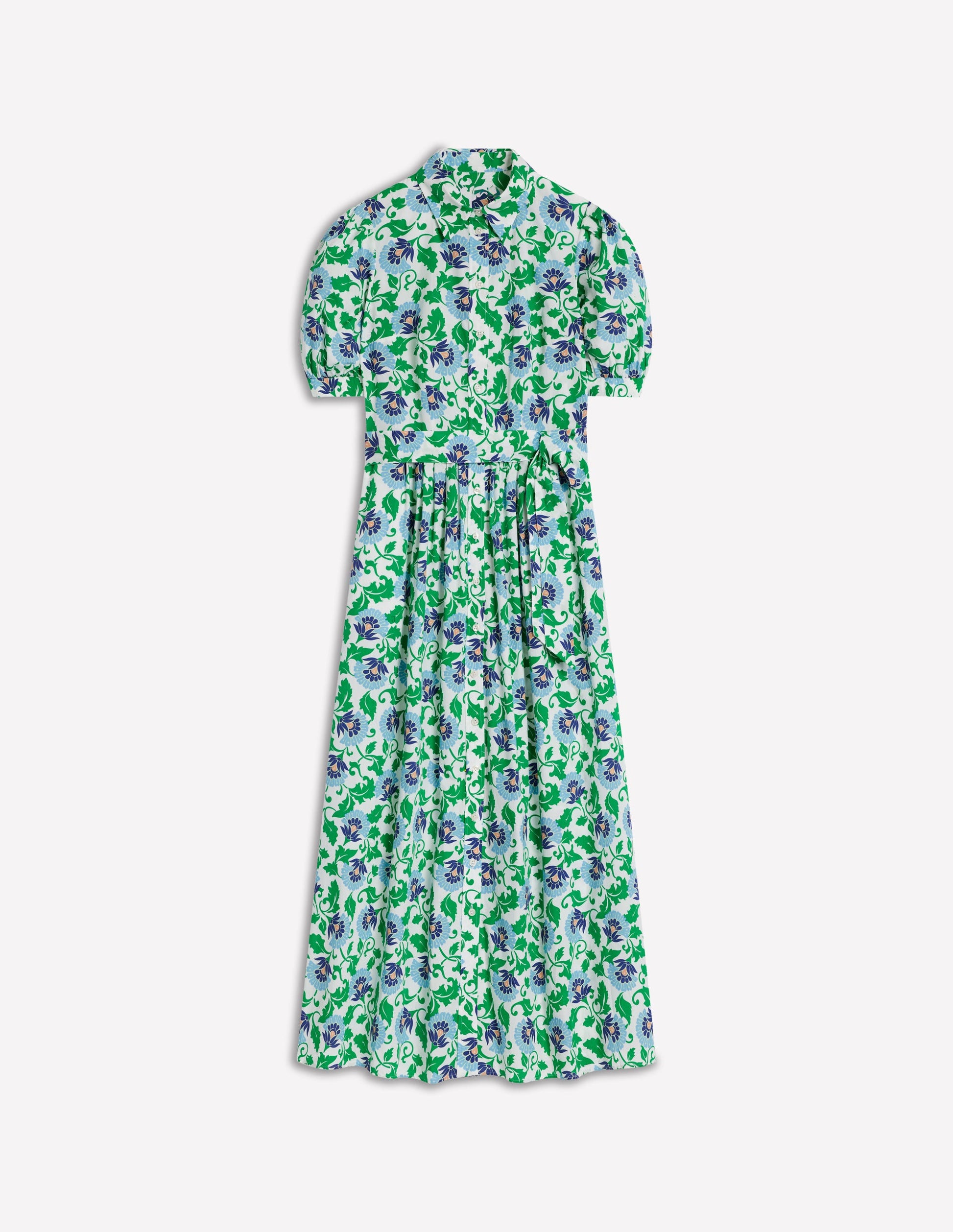Alexa Maxi-Hemdblusenkleid-Sattes Smaragdgrün, Rebenornament-7