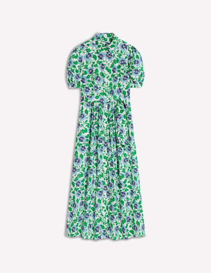 Alexa Maxi-Hemdblusenkleid-Sattes Smaragdgrün, Rebenornament-7