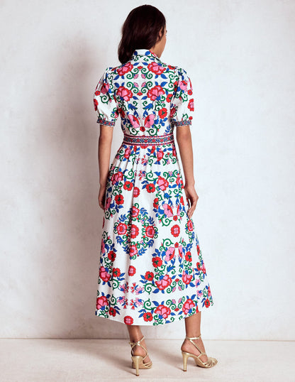 Alexa Maxi-Hemdblusenkleid-Bunt, Gitterornament-5