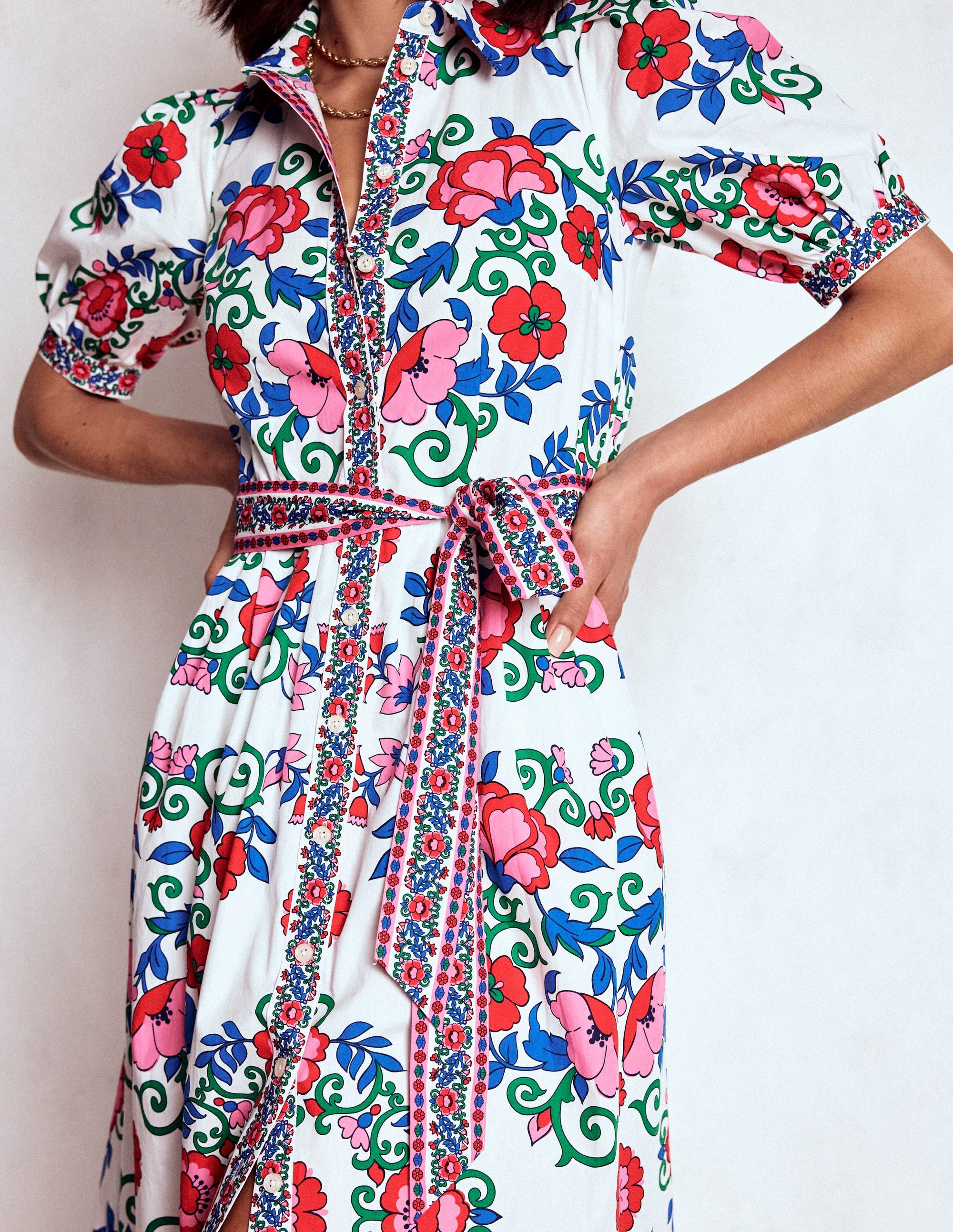 Alexa Maxi-Hemdblusenkleid-Bunt, Gitterornament - Image 6