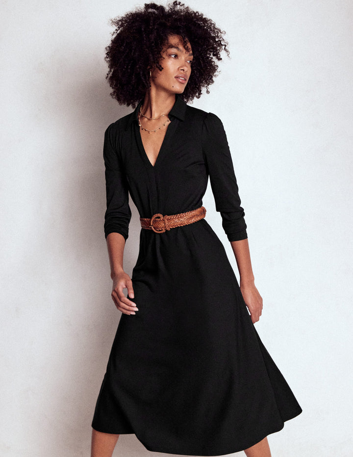 Robe Imogen en jersey à col-Noir