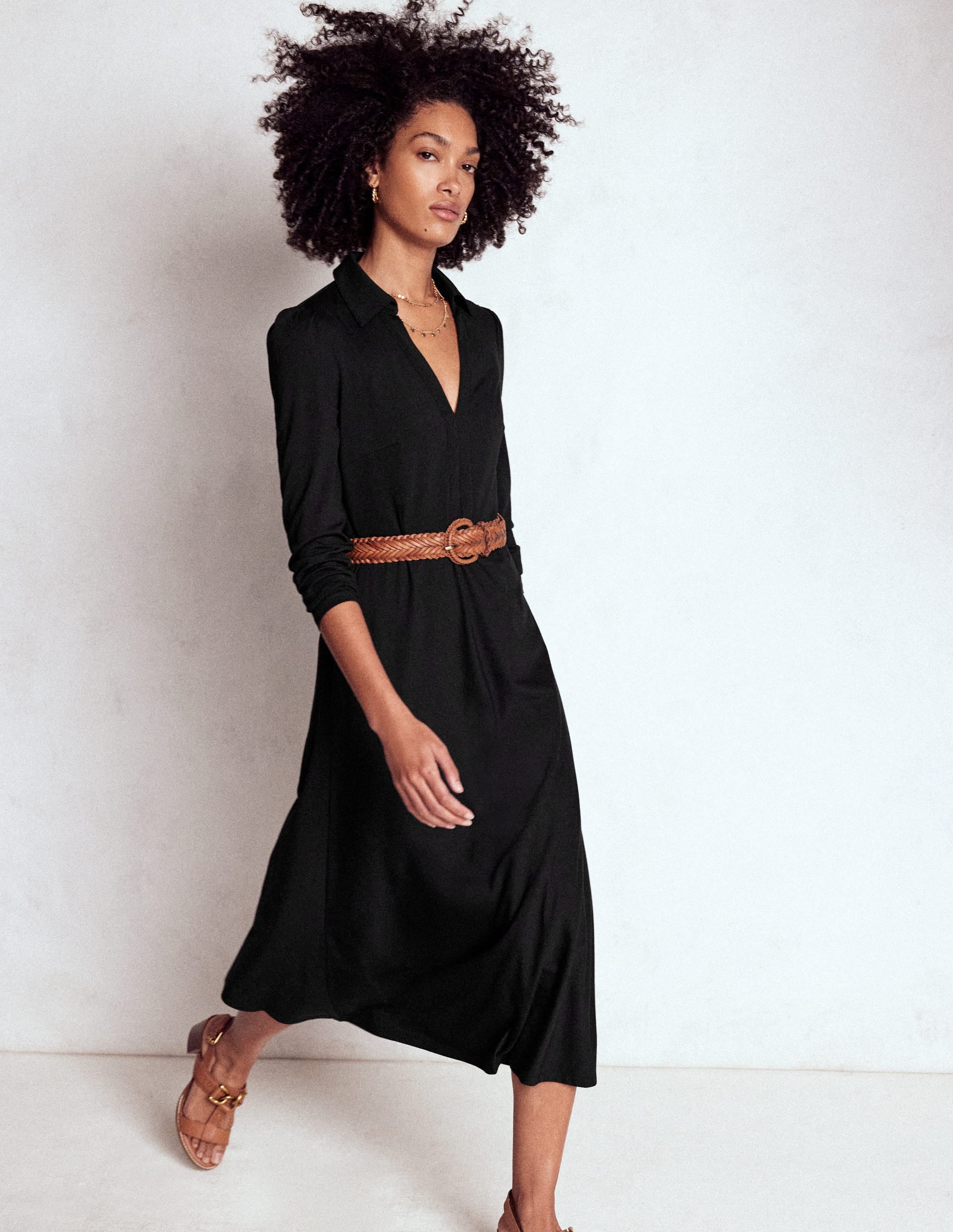 Imogen Collared Jersey Dress-Black - Image 1