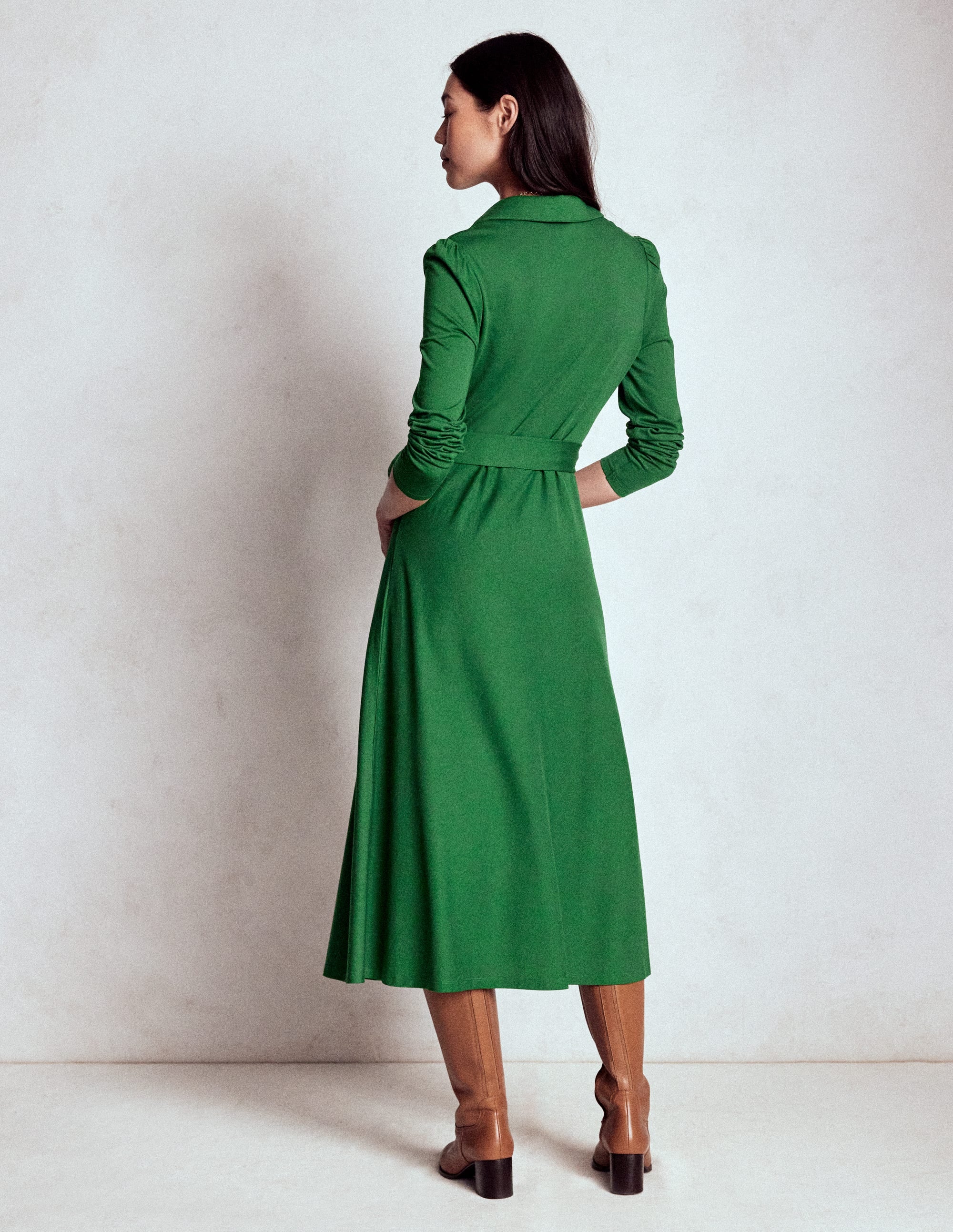 Robe Imogen en jersey à col-Vert pin - Image 3