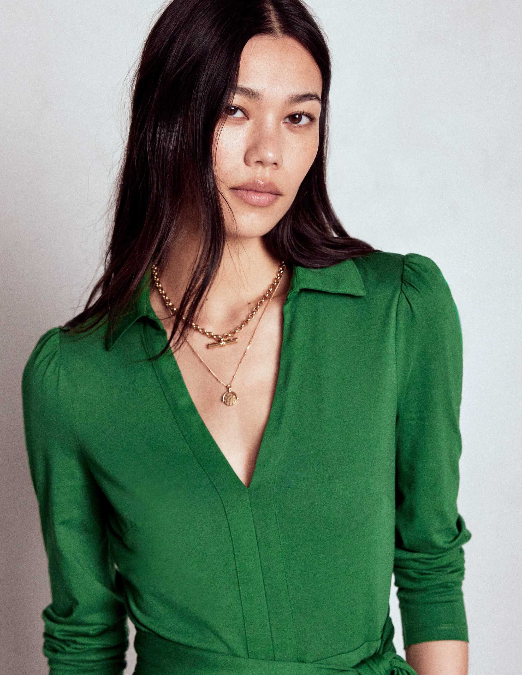 Robe Imogen en jersey à col-Vert pin - Image 4