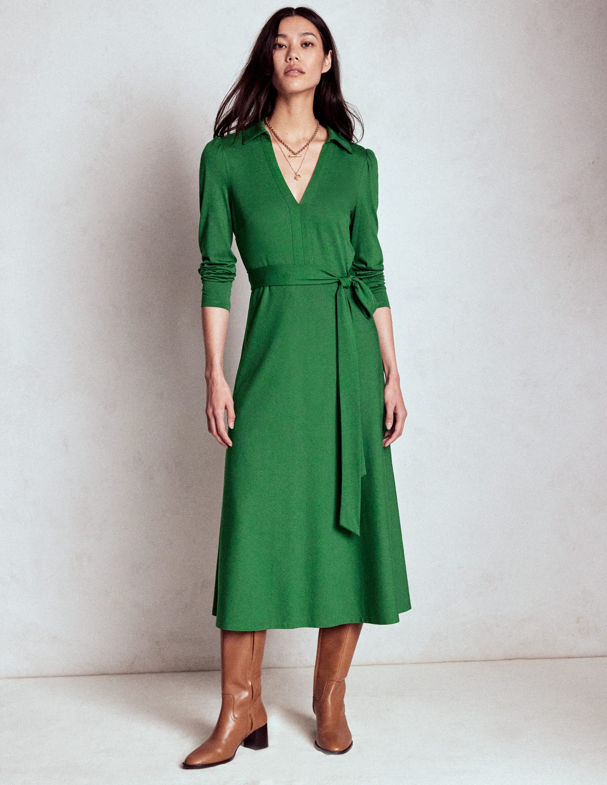 Robe Imogen en jersey à col-Vert pin - Image 5