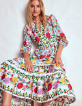 Robe midi Violette-Multi, motif Dahlia Trail