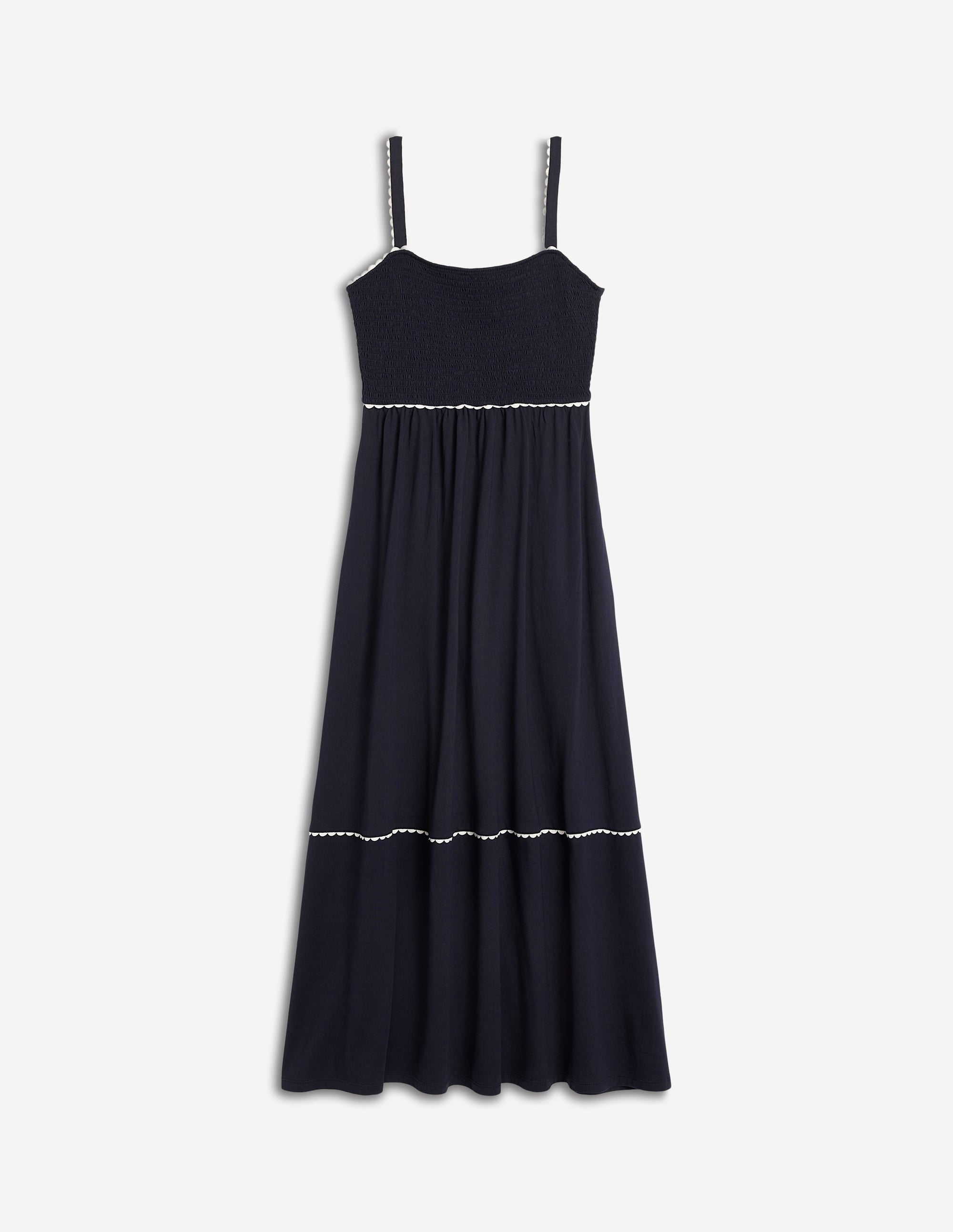 Gesmoktes Maxikleid mit Besatz-Marineblaue - Image 6