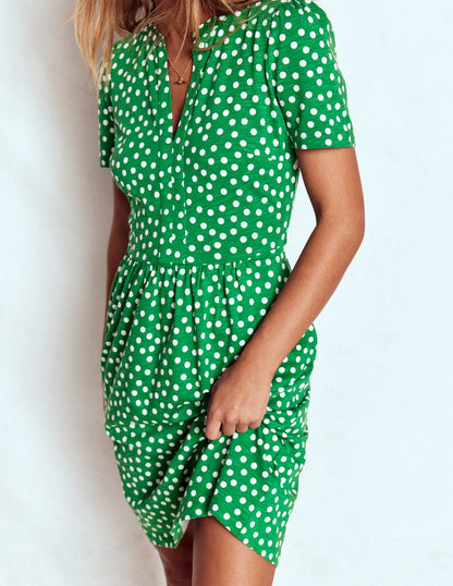 Naomi Kurzärmliges Kleid-Jagdgrün-4