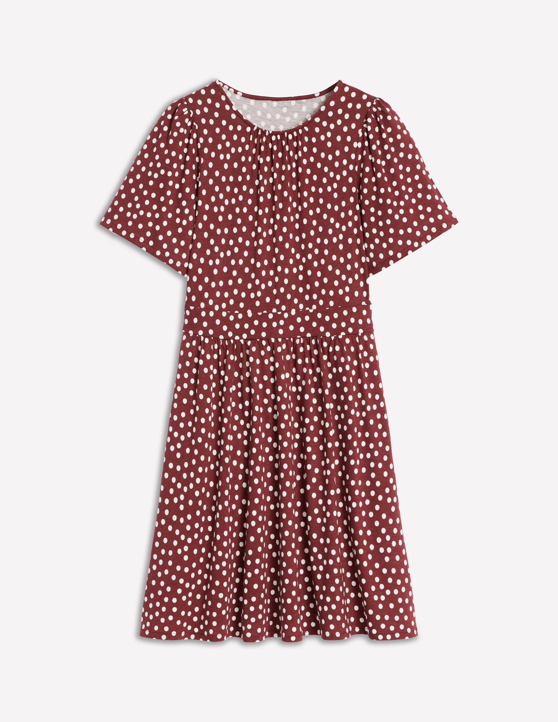 Robe courte Louisa en jersey-Châtaigne, pois peints-5