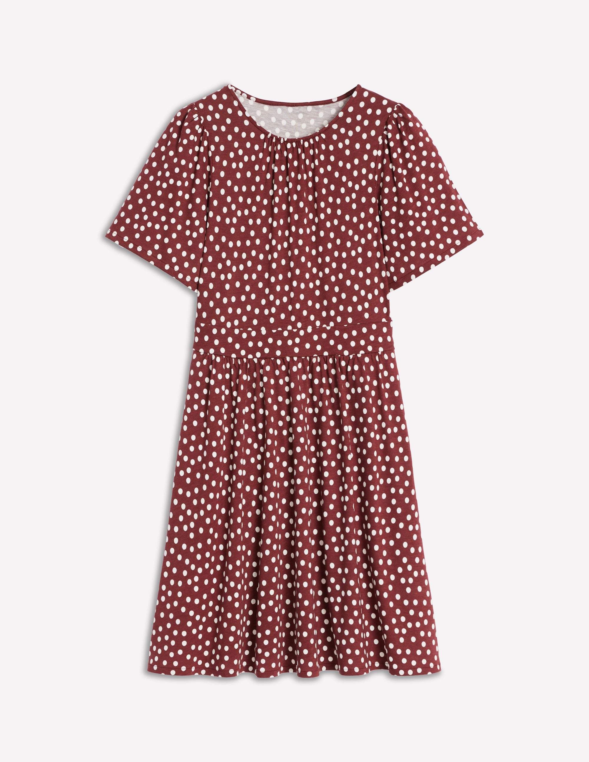 Louisa Kurzes Jerseykleid-Kastanie, Gemalte Tupfen - Image 5