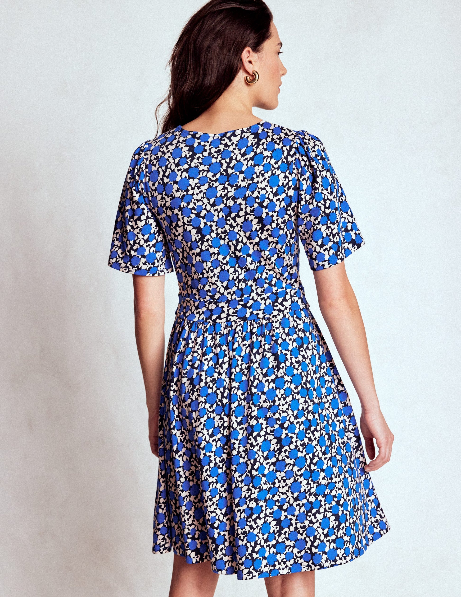 Louisa Kurzes Jerseykleid-Eisvogelblau, Blütenrebe-3