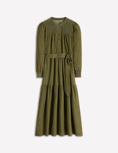 Cecily Midikleid aus Cord-Waldgrün-5