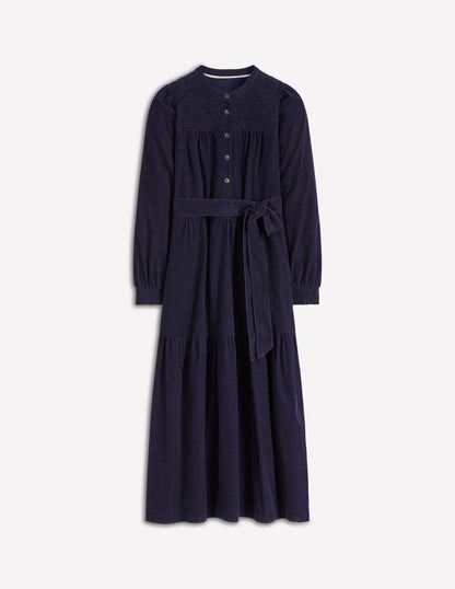 Cecily Midikleid aus Cord-Marineblau-6