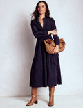 Cecily Midikleid aus Cord-Marineblau