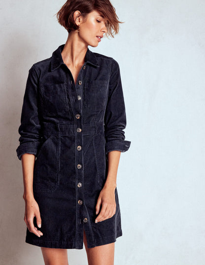 Robe courte en velours côtelé Amanda-Bleu marine-5