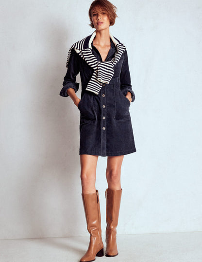 Robe courte en velours côtelé Amanda-Bleu marine-1